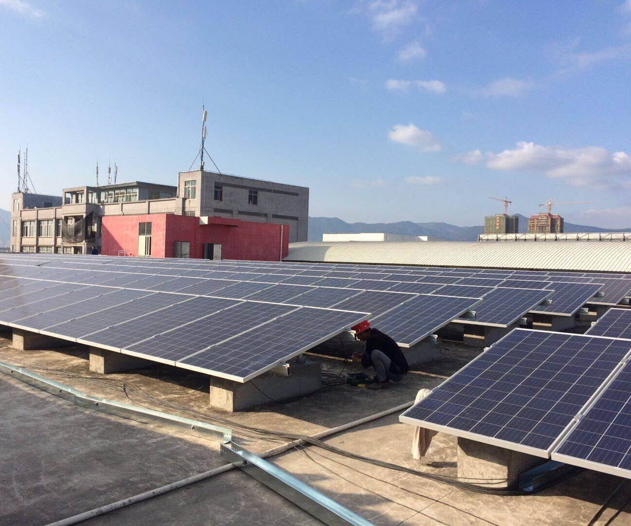 Roof PV rack installation